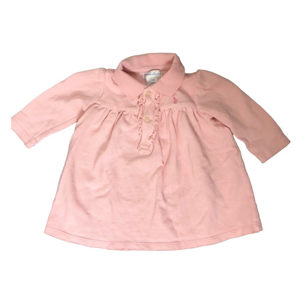 Ralph LAUREN - Light Pink Long Sleeve Infant Dress - Size 9M
